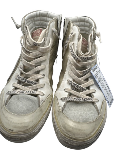Golden Goose Shoe Size 38 Taupe & Silver Leather & Canvas Metallic Sneakers Taupe & Silver / 38