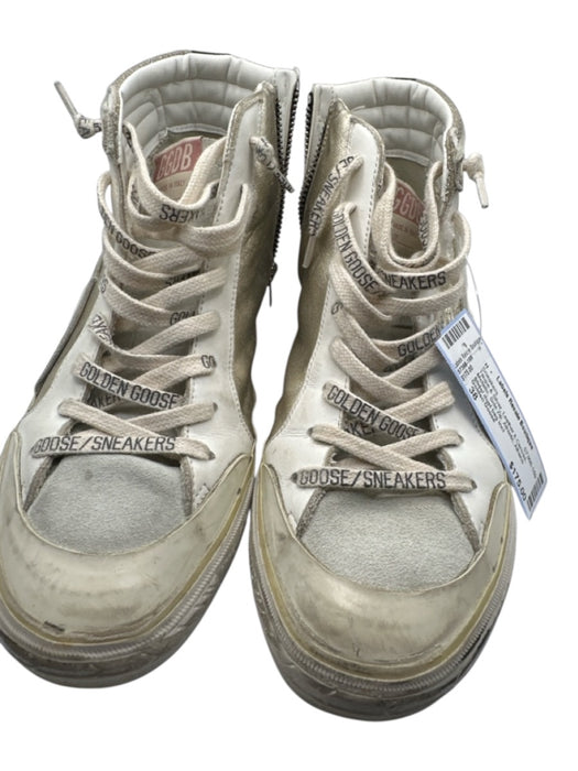 Golden Goose Shoe Size 38 Taupe & Silver Leather & Canvas Metallic Sneakers Taupe & Silver / 38