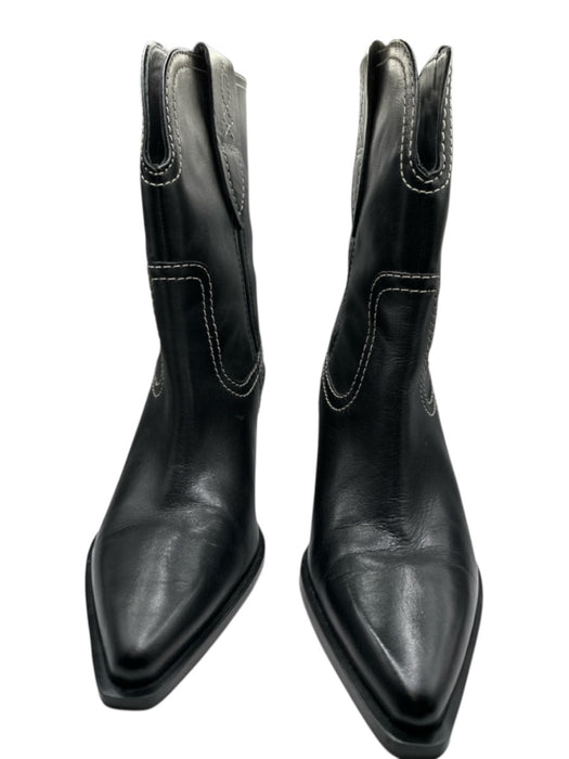Free People Shoe Size 8 Black & White Leather Stitching Block Heel Cowboy Boots Black & White / 8