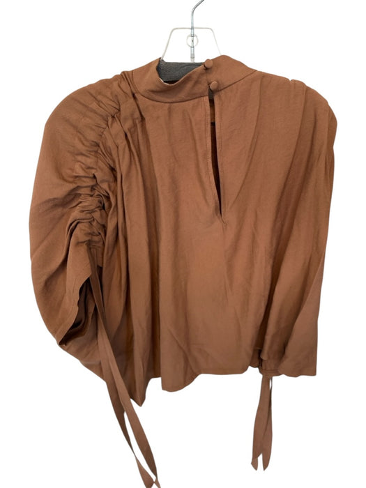 Arrange Size 6 Brown Viscose Blend Short Sleeve Drawstring Shoulders Top Brown / 6