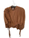 Arrange Size 6 Brown Viscose Blend Short Sleeve Drawstring Shoulders Top Brown / 6