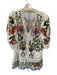 Farm Rio Size Est M Cream & Green Cotton Long Balloon Sleeve Swiss Dot Dress Cream & Green / Est M