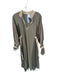 Zara Size XS/S Green & Tan Cotton Long Sleeve Acordian Pleated V Neck Dress Green & Tan / XS/S