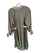 Zara Size XS/S Green & Tan Cotton Long Sleeve Acordian Pleated V Neck Dress Green & Tan / XS/S