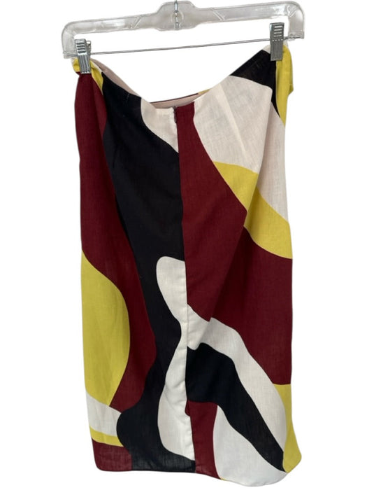 Zara Size L Maroon & Yellow Linen Blend Back Zip Color Block Maxi Skirt Maroon & Yellow / L