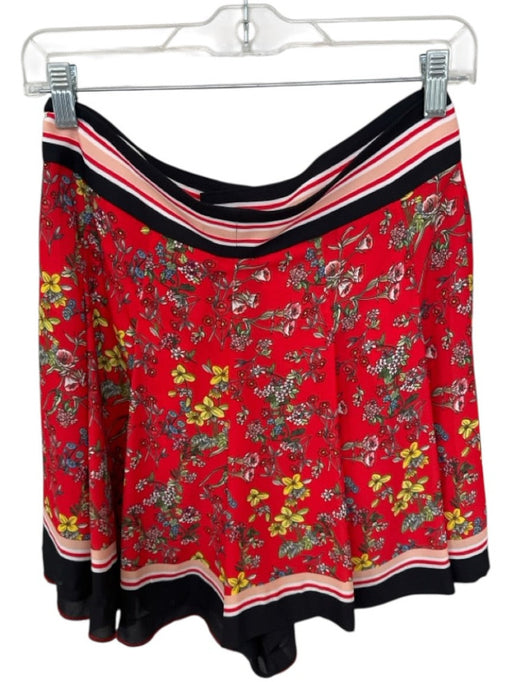 Alice & Olivia Size 8 Red & Multi Polyester High Waist Botanical Shorts Red & Multi / 8