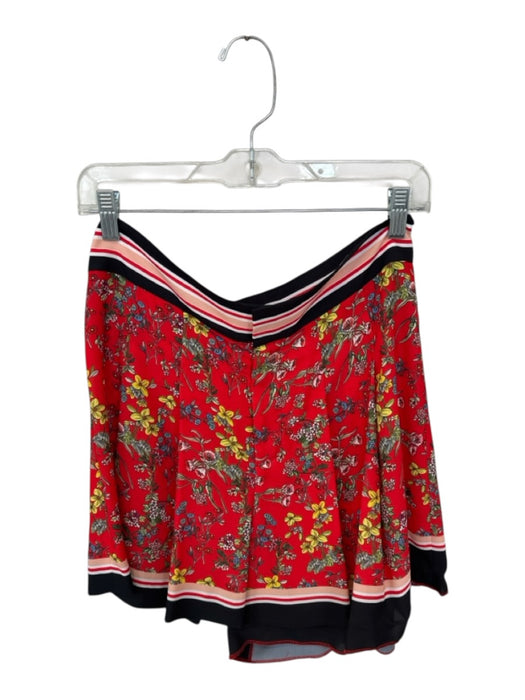 Alice & Olivia Size 8 Red & Multi Polyester High Waist Botanical Shorts Red & Multi / 8