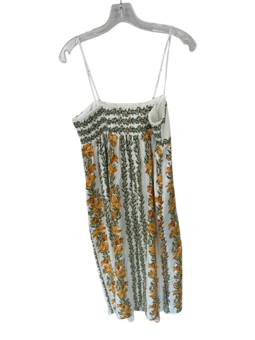 Rachel Zoe Size M Green & Yellow Linen Blend Spaghetti Strap Flowers Maxi Dress Green & Yellow / M