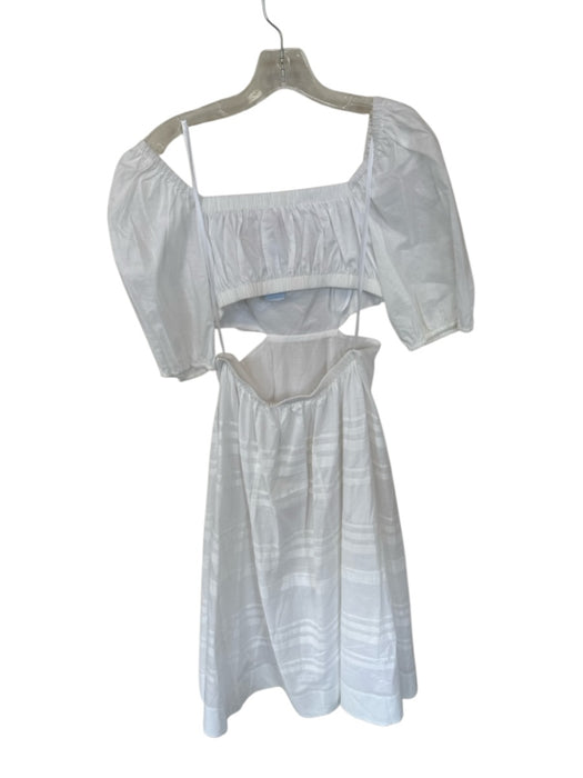 Staud Size M White Cotton Short Balloon Sleeve Cut Out Sides Maxi Dress White / M