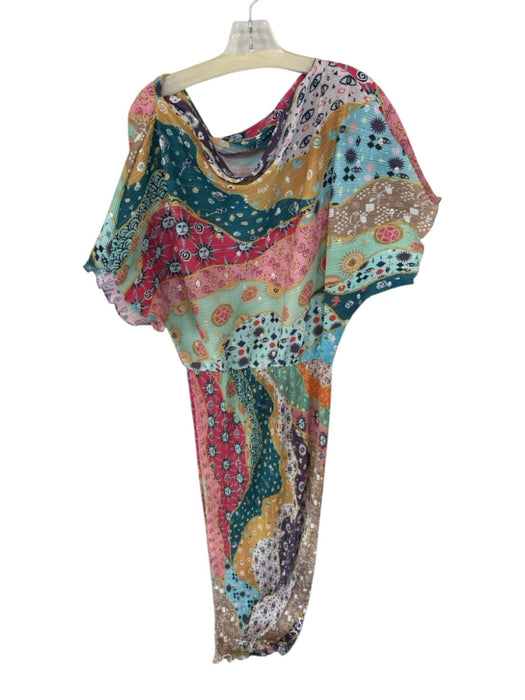 Never Fully Dressed Size M Multi Recycled Polyester Blend Short Sleeve Sun Dress Multi / M