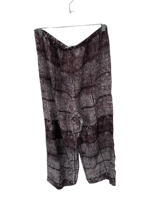 Bella Dahl Size M Brown & White Tencel Drawstring Abstract Wide Leg Pants Brown & White / M