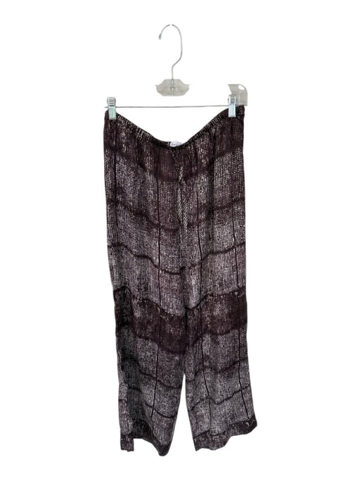 Bella Dahl Size M Brown & White Tencel Drawstring Abstract Wide Leg Pants Brown & White / M