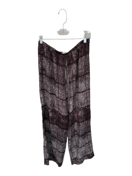 Bella Dahl Size M Brown & White Tencel Drawstring Abstract Wide Leg Pants Brown & White / M