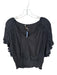 Ramy Brook Size M Charcoal Polyester Short Sleeve V Neck Elastic Waist Top Charcoal / M
