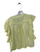 Ramy Brook Size S Chartreuse Cotton Flutter Sleeves Lace Trim V Neck Top Chartreuse / S