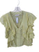Ramy Brook Size S Chartreuse Cotton Flutter Sleeves Lace Trim V Neck Top Chartreuse / S