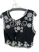 Elie Tahari Size L Black & White Linen Sleeveless embossed Scallop Detail Top Black & White / L