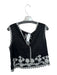 Elie Tahari Size L Black & White Linen Sleeveless embossed Scallop Detail Top Black & White / L