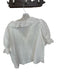 Ultra Pink Size L White Cotton Short Balloon Sleeve Eyelet Pleat Detail Top White / L