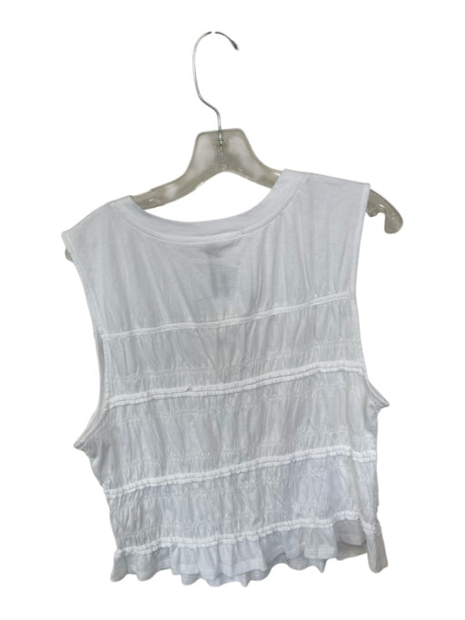 By Anthropologie Size L White Cotton Sleeveless Lace Detail Top White / L