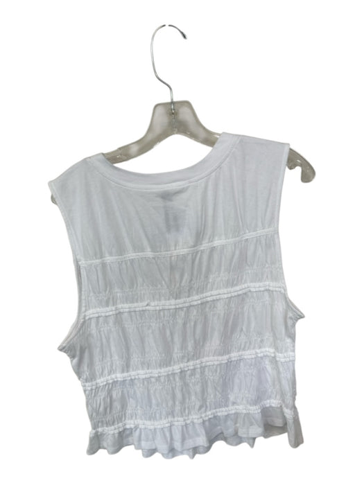 By Anthropologie Size L White Cotton Sleeveless Lace Detail Top White / L