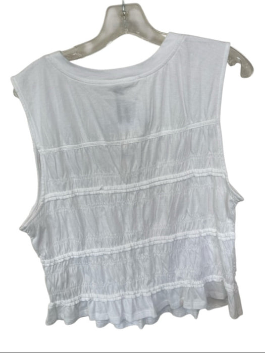 By Anthropologie Size L White Cotton Sleeveless Lace Detail Top White / L