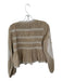 7 For All Mankind Size M Taupe & White Cotton Long Sleeve Smocked Detail Top Taupe & White / M