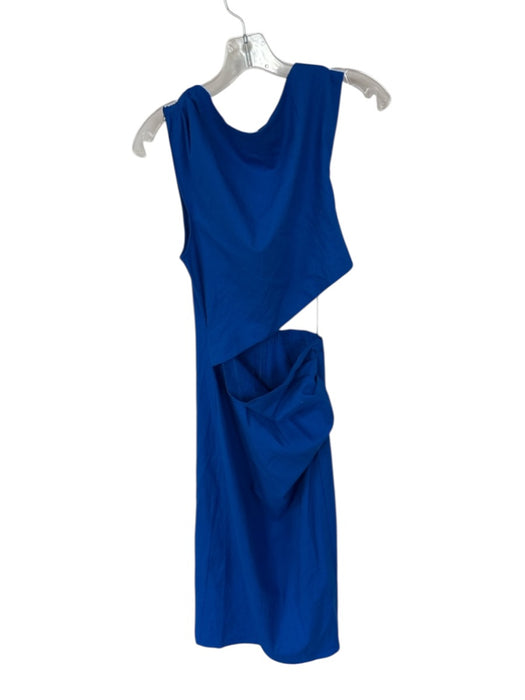 Zara Size M Electric Blue Cotton Blend Sleeveless Cut Out Sides Maxi Dress Electric Blue / M