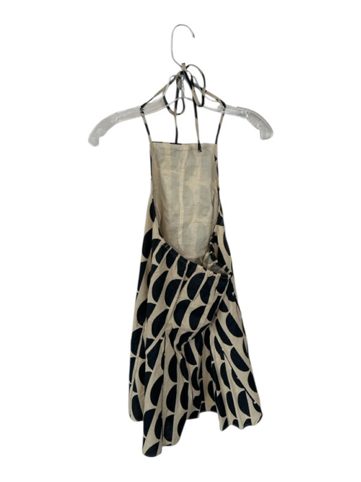 Asos Size 6 Tan & black Cotton & Linen Halter Neck Half Moon Romper Tan & black / 6