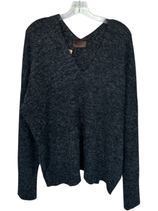 Kerisma Size Est L Black Heathered Long Sleeve V Neck Sweater Black / Est L