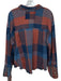 We The Free Size M burnt orange & blue Cotton Flannel Raw Hem Pockets Top burnt orange & blue / M