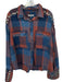 We The Free Size M burnt orange & blue Cotton Flannel Raw Hem Pockets Top burnt orange & blue / M