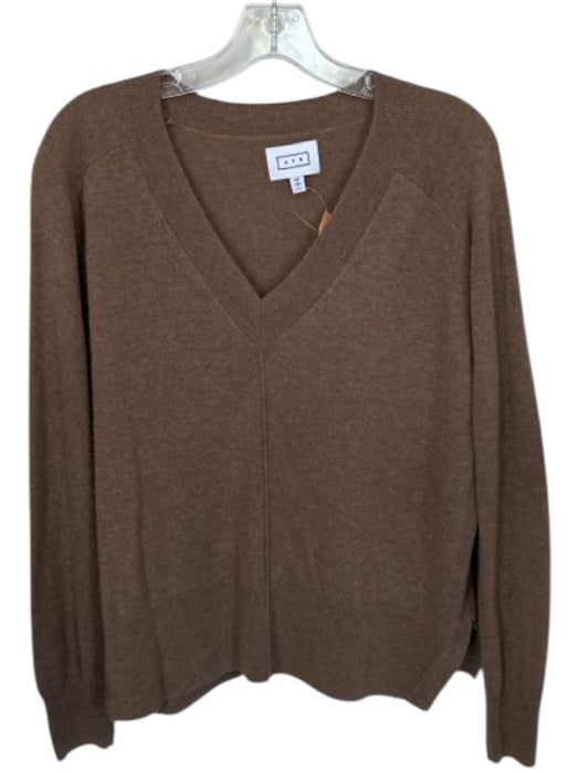 AYR Size M Brown Cashmere Knit V Neck Long Sleeve Sweater Brown / M