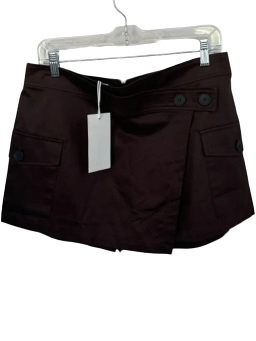Zara Size L Brown Cotton Wrap & button Pockets Mini Skort Brown / L