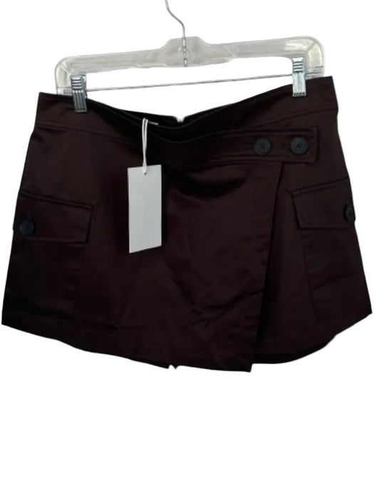 Zara Size L Brown Cotton Wrap & button Pockets Mini Skort Brown / L