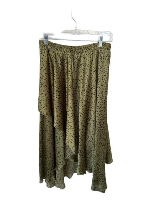 Zara Size M Green & Black Polyester Drawstring Animal Print Asymetrical Skirt Green & Black / M