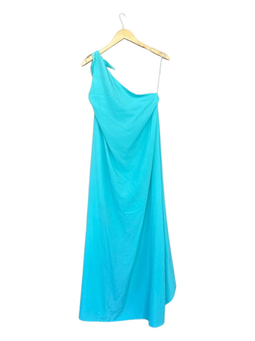 Crosby Size S Aqua Polyester One Shoulder Slit Maxi Dress Aqua / S