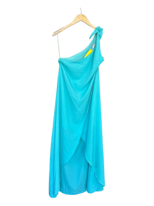 Crosby Size S Aqua Polyester One Shoulder Slit Maxi Dress Aqua / S