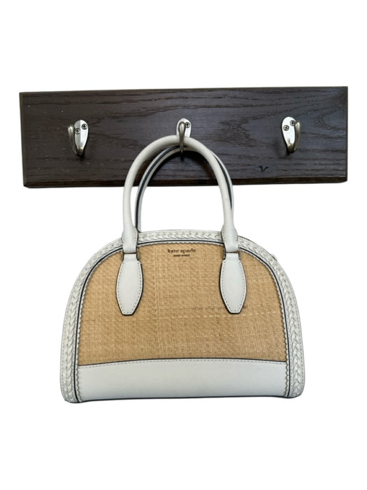 Kate Spade white & tan Leather & Wicker Top Handles Zip Close Bag white & tan / S
