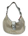 Coach Tan & White Sateen Leather Shoulder Strap silver hardware Bag Tan & White / M