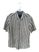 Johnston & Murphy Size L White & Taupe Print Linen Striped Button Down Shirt White & Taupe Print / L