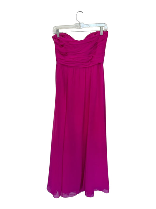 Ralph Lauren Evening Size 8 Magenta Polyester Strapless Layered Boning Midi Gown Magenta / 8
