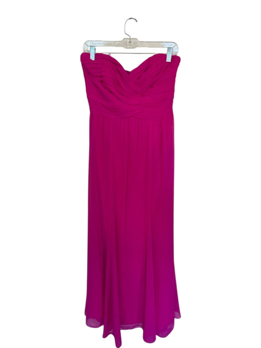 Ralph Lauren Evening Size 8 Magenta Polyester Strapless Layered Boning Midi Gown Magenta / 8