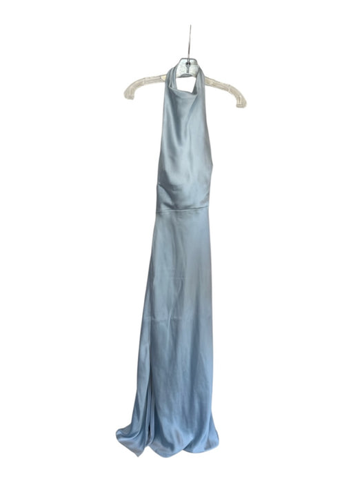 Revelry Size 6 Pale Blue Polyester Halter Open Back Cowl neck Maxi Gown Pale Blue / 6