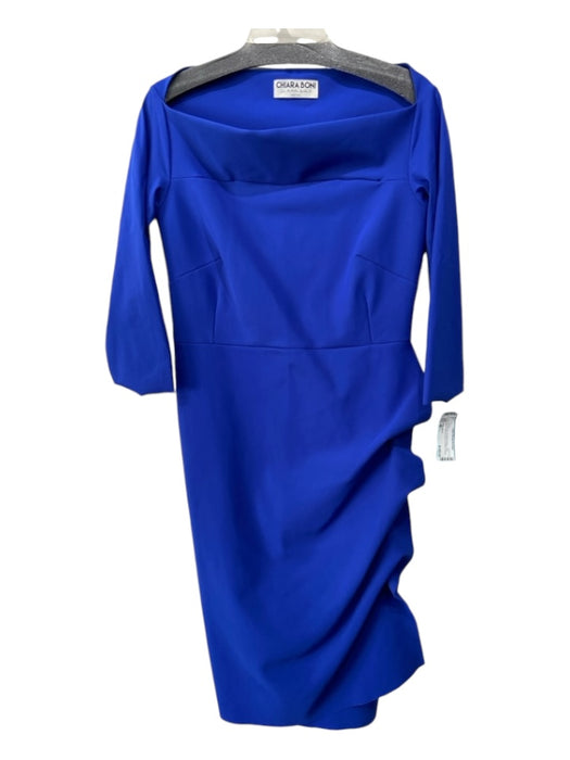 Chiara Boni Size 46 Cobalt Blue Polyamide Blend Wide Neck Gathered Side Dress Cobalt Blue / 46