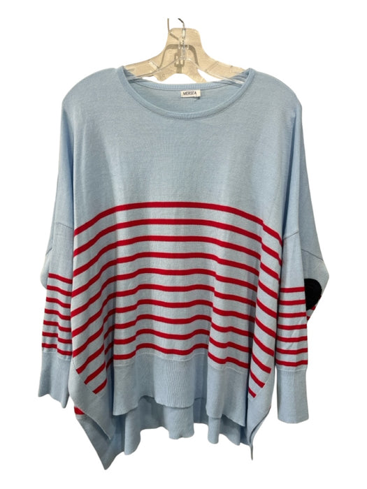 Mersea Size One Size Blue & Red Acrylic Blend Round Neck Long Sleeve Top Blue & Red / One Size