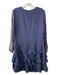 Grey Jason Wu Size 8 Navy Silk Sheer Long Sleeve Keyhole Front Back Zip Dress Navy / 8