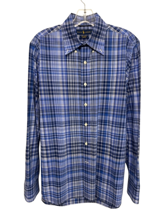 Ralph Lauren Size M Blue & White Cotton Plaid Button Down Long Sleeve Shirt Blue & White / M
