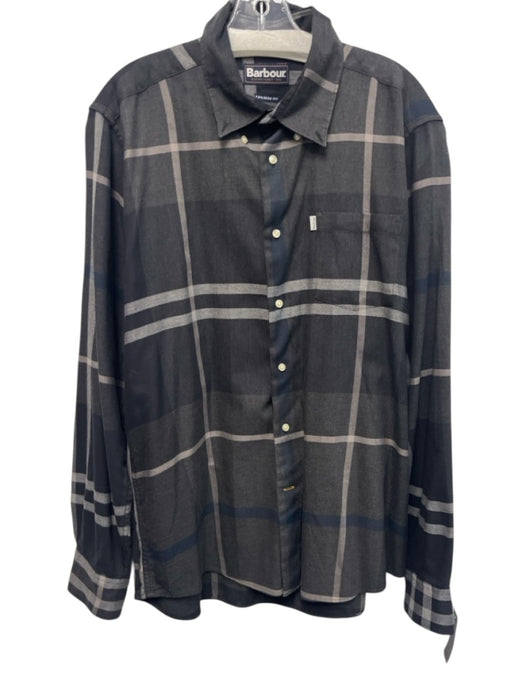 Barbour Size M Light & Dark Gray Cotton Plaid Button Down Long Sleeve Shirt Light & Dark Gray / M