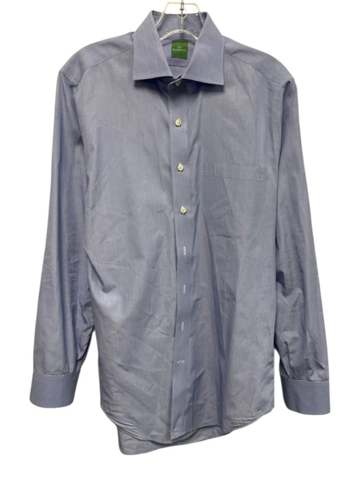 Sid Mashburn Size 15 Blue Cotton Solid Button Down Men's Long Sleeve Shirt Blue / 15